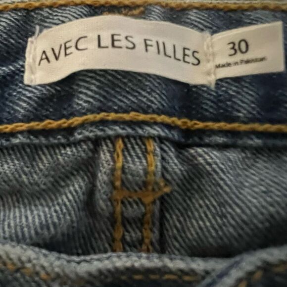 AVEC LES FILLES Distressed Straight Leg Jeans Size 30 - Picture 4 of 4